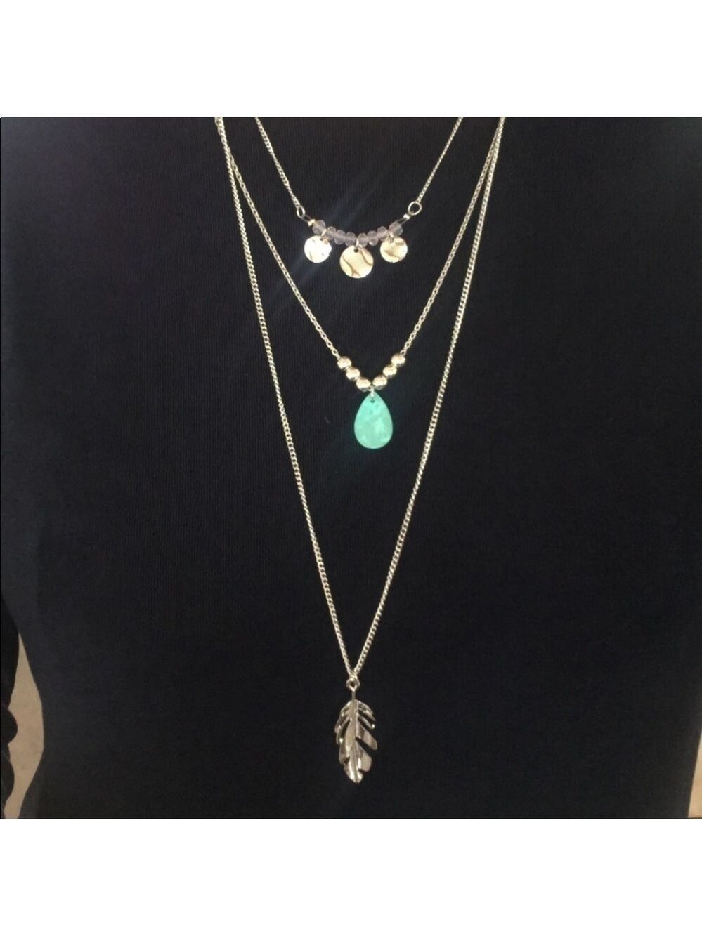 Leaf Multi Pendant Layered Necklace